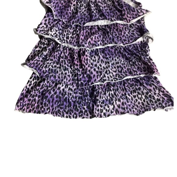 Xhilaration Girls Tiered Ruffled Top Animal Print Purple Sleeveless Size L 10/12 - Picture 11 of 14